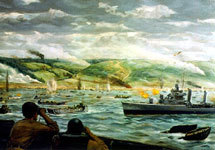 Dwight C. Shepler ''The Battle for Fox Green Beach, D-Day Normandy''. Oil on canvas, 1944. Изображение с сайта History.navy.mil